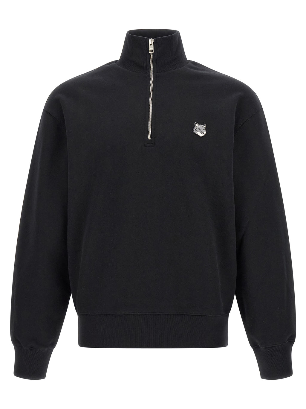 Maison Kitsuné Schwarzer Bio-Baumwoll-Sweater