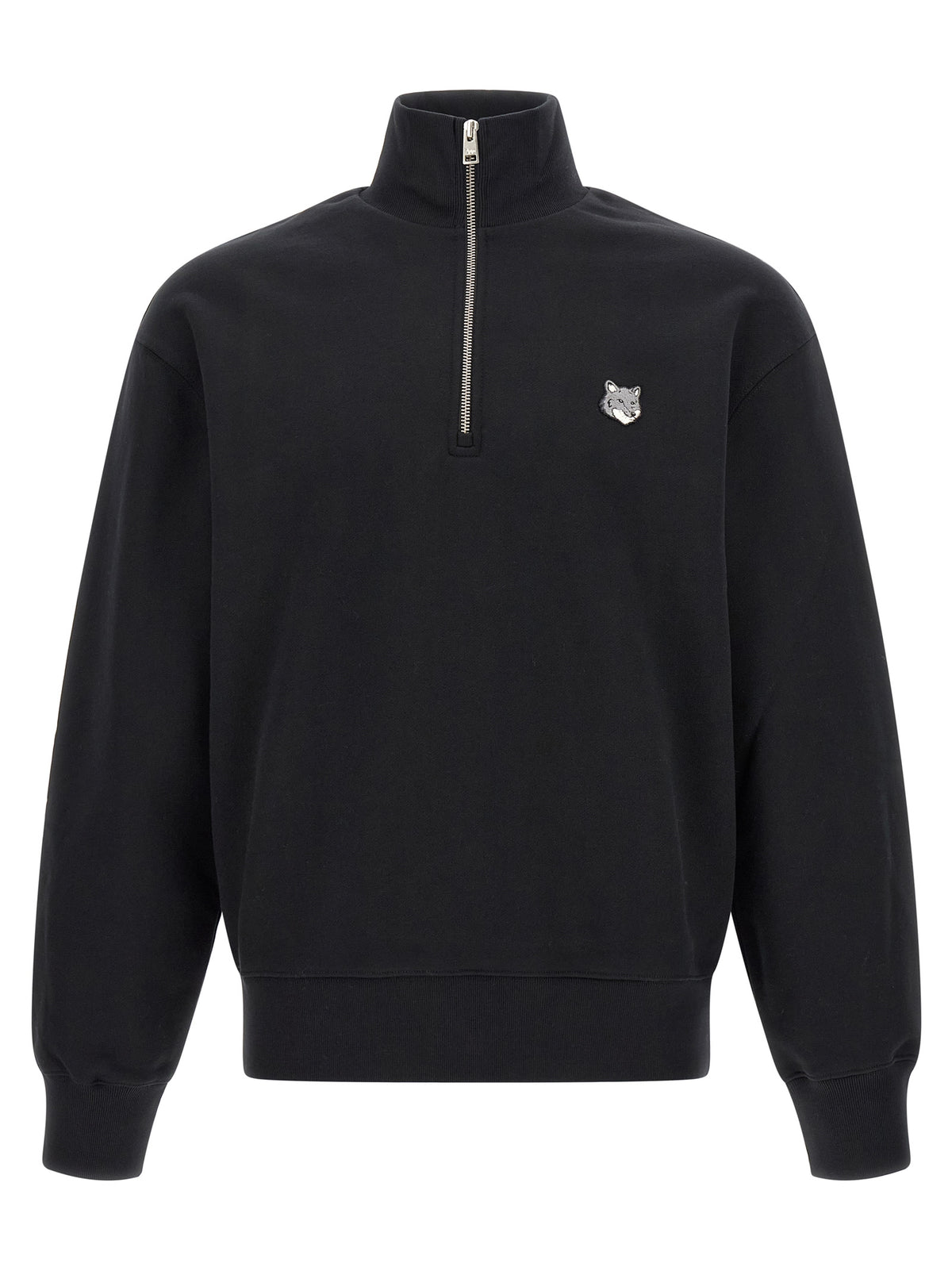 Maison Kitsuné Schwarzer Bio-Baumwoll-Sweater