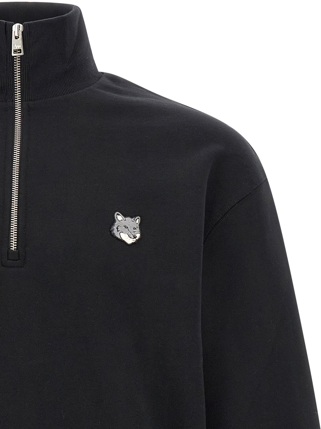 Maison Kitsuné Schwarzer Bio-Baumwoll-Sweater