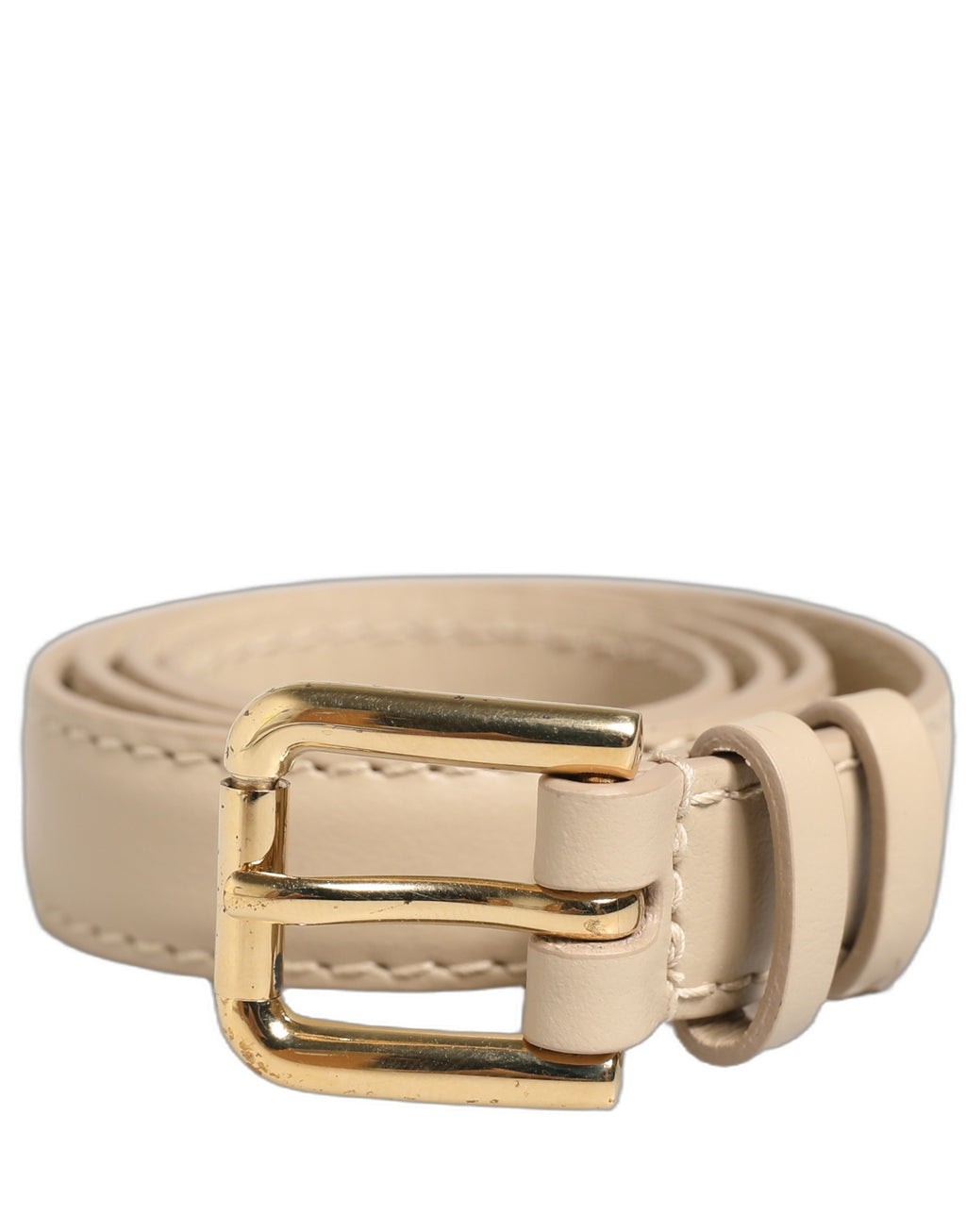 Dolce & Gabbana Beige Leder-Armband mit Goldschließe und Prägung