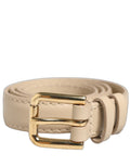 Dolce & Gabbana Beige Leder-Armband mit Goldschließe und Prägung