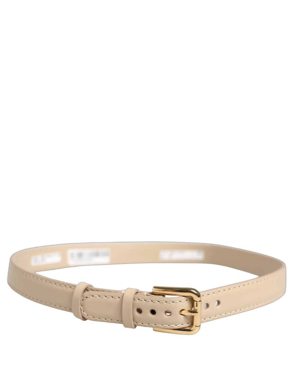 Dolce & Gabbana Beige Leder-Armband mit Goldschließe und Prägung