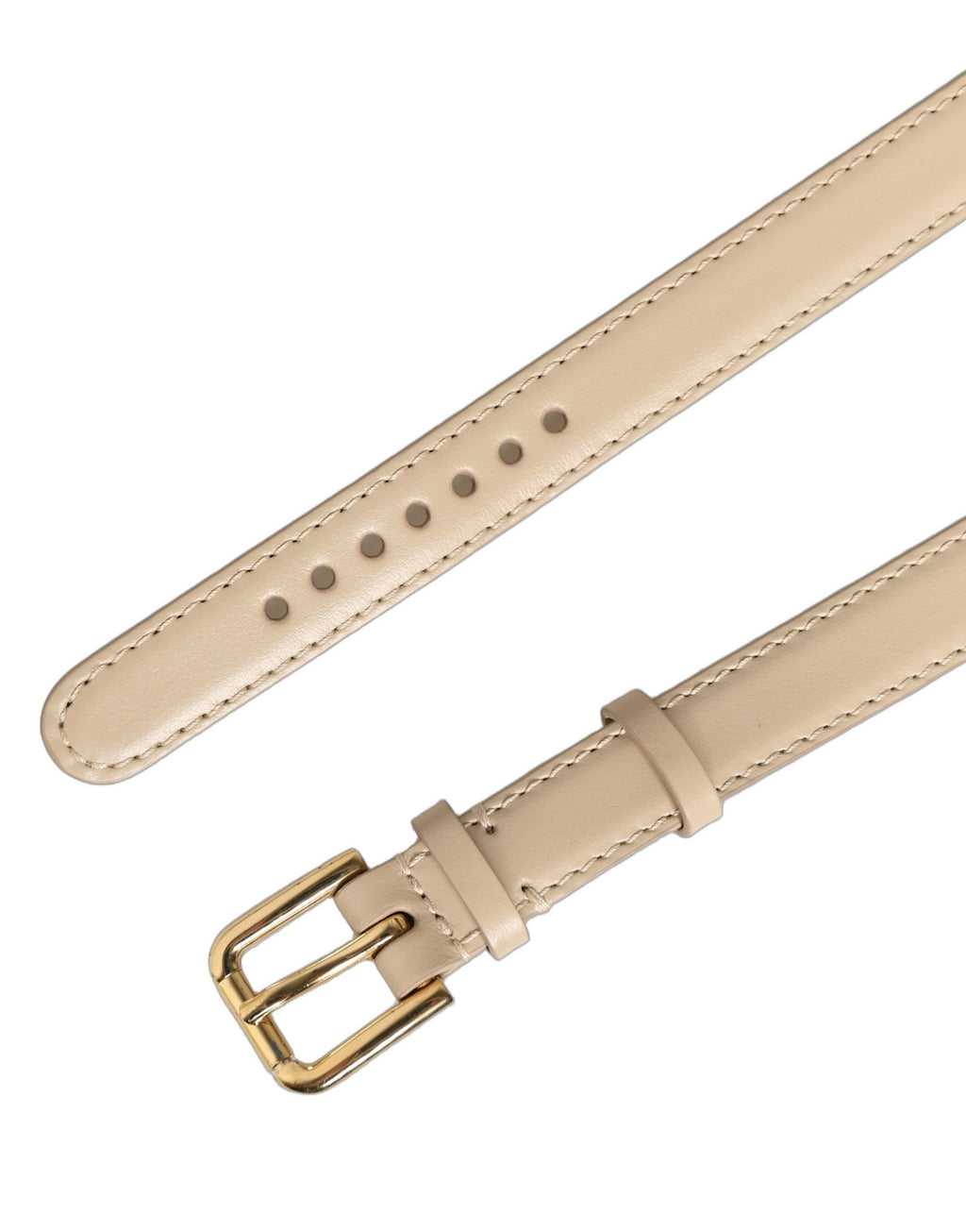 Dolce & Gabbana Beige Leder-Armband mit Goldschließe und Prägung