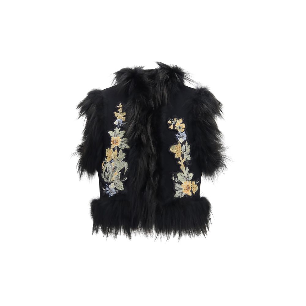 Fendi Schwarze Weste aus Lammwolle Oves Aries, ärmellos