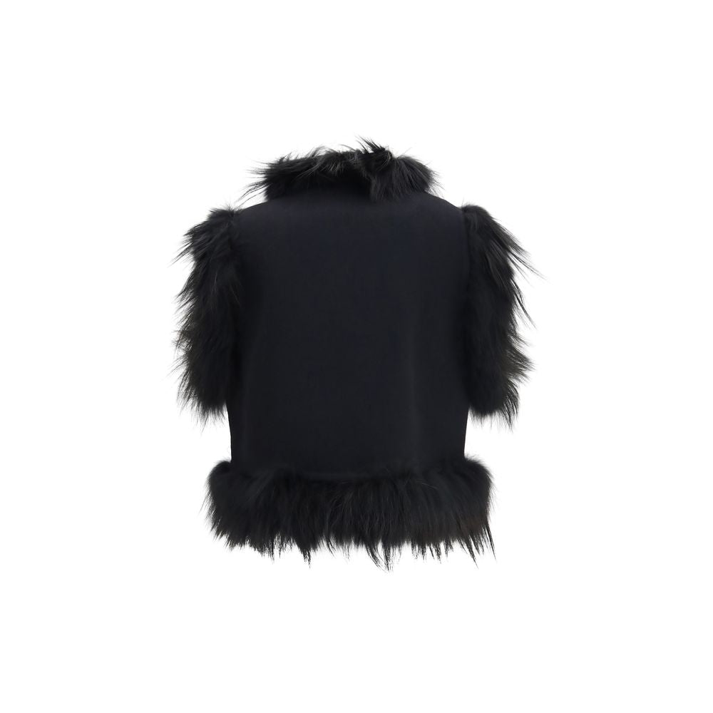 Fendi Schwarze Weste aus Lammwolle Oves Aries, ärmellos