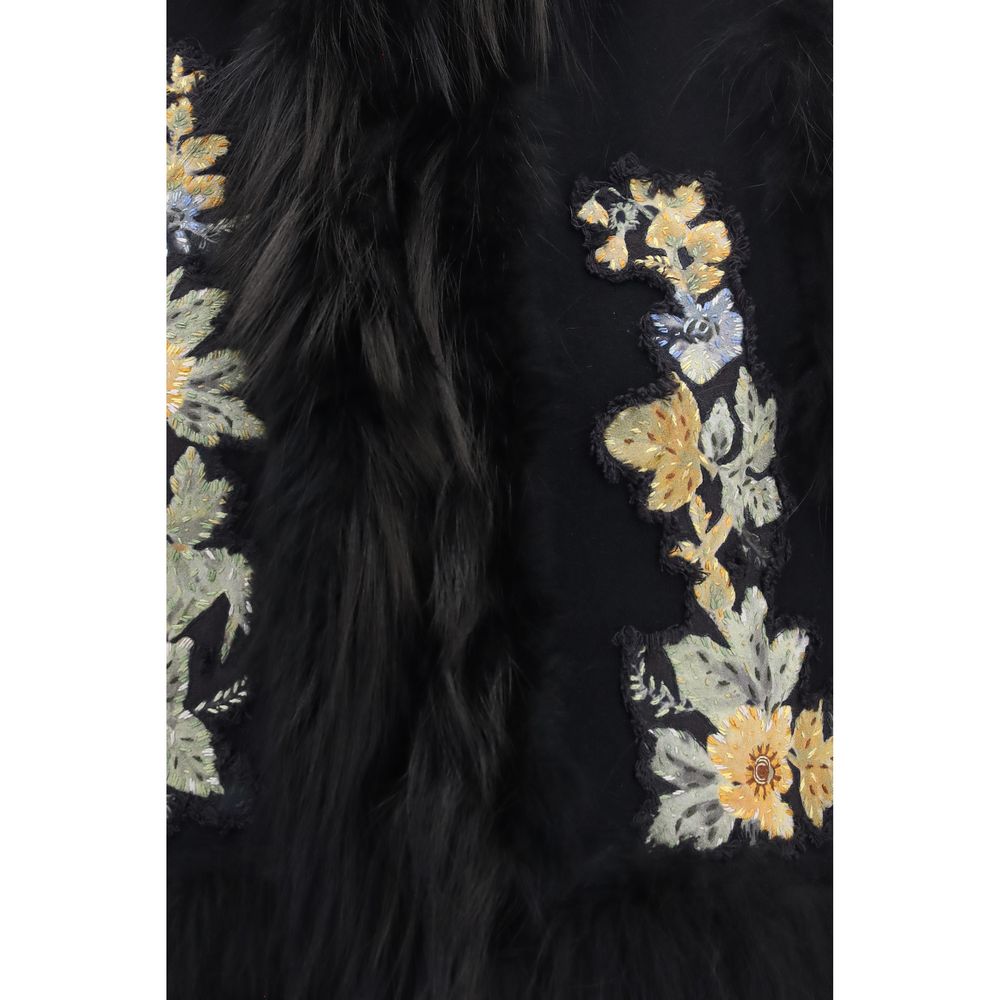 Fendi Schwarze Weste aus Lammwolle Oves Aries, ärmellos