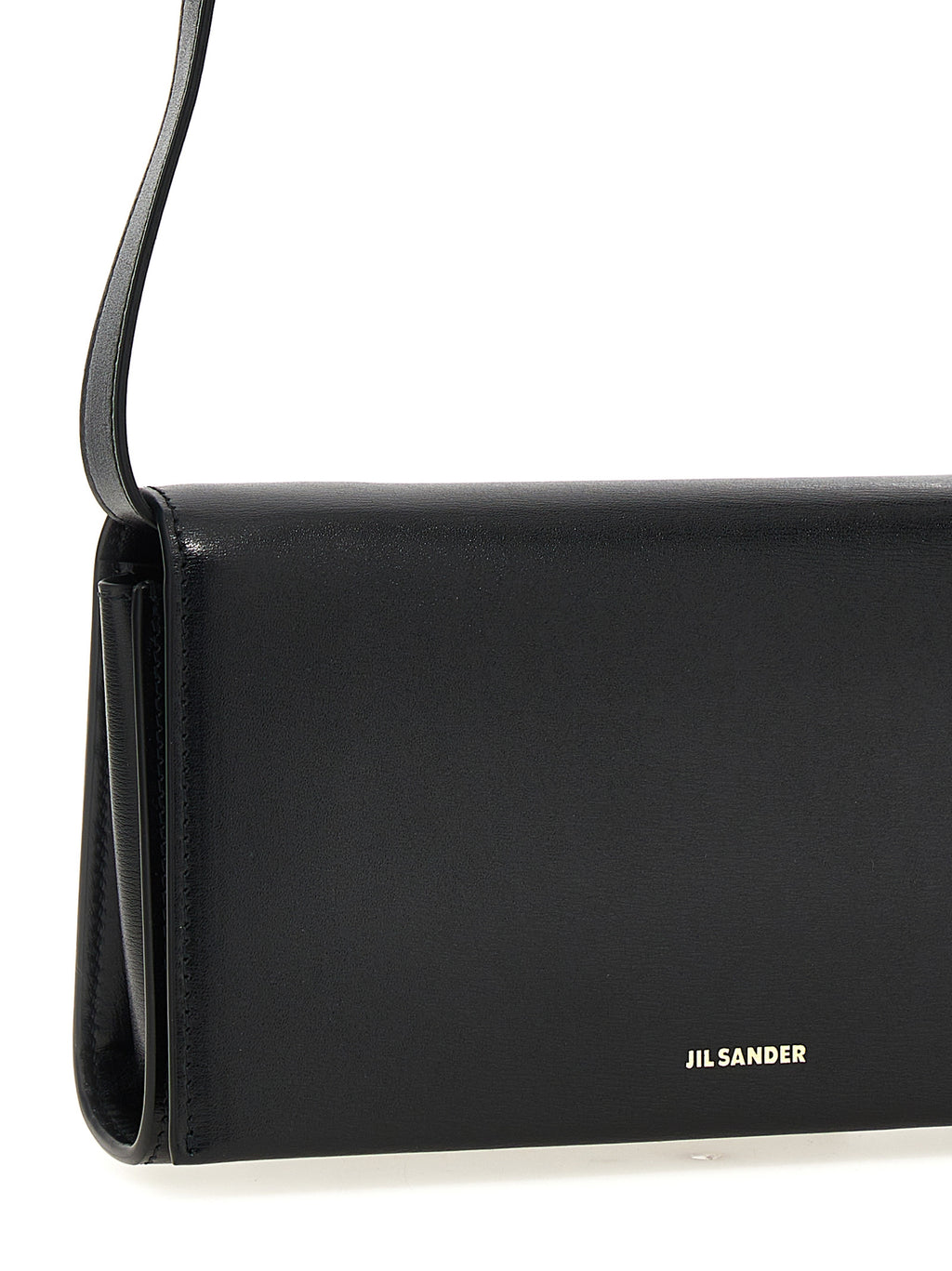 Jil Sander Schwarze Leder Umhängetasche
