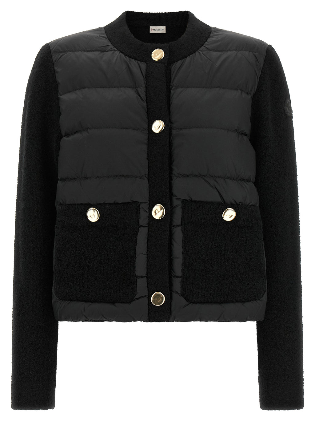 Moncler Schwarze Polyamid-Jacke in voller Länge