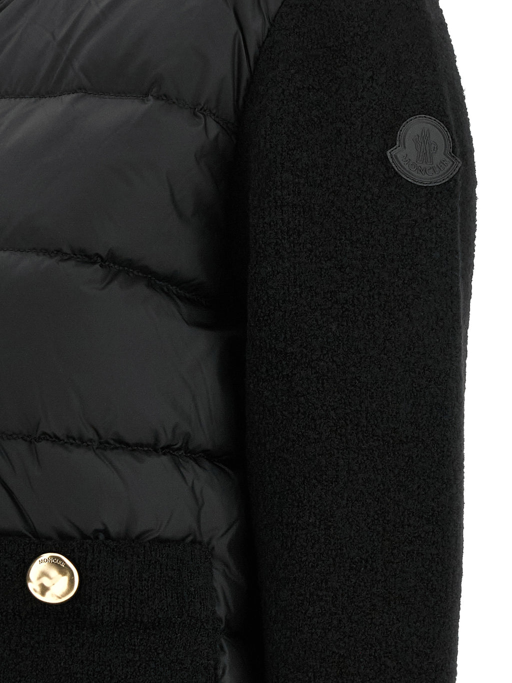 Moncler Schwarze Polyamid-Jacke in voller Länge