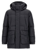 LAMINAR Schwarze Polyamid-Jacke in voller Länge