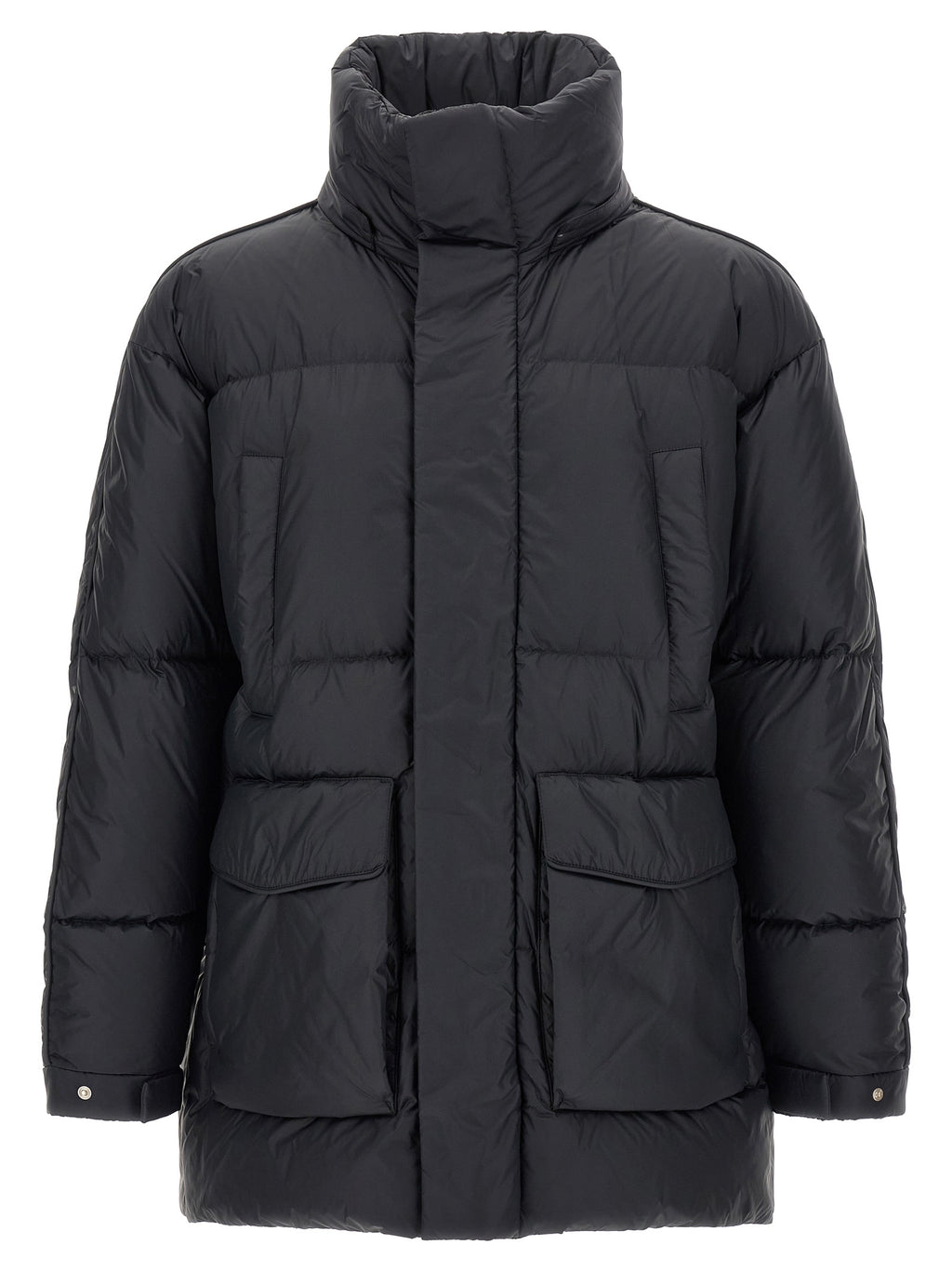 LAMINAR Schwarze Polyamid-Jacke in voller Länge