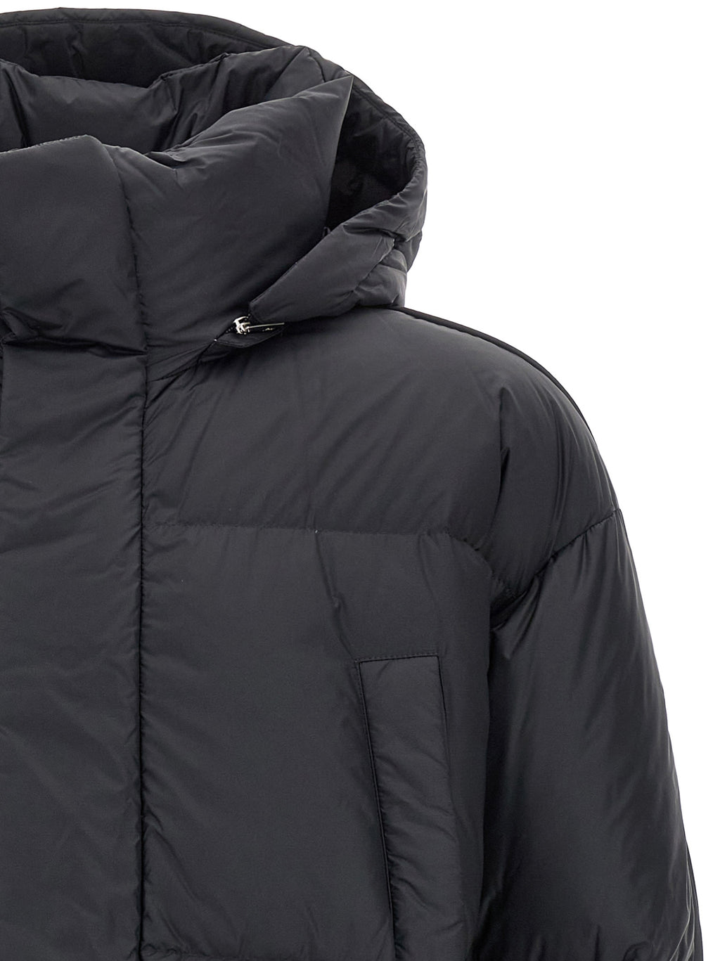 LAMINAR Schwarze Polyamid-Jacke in voller Länge