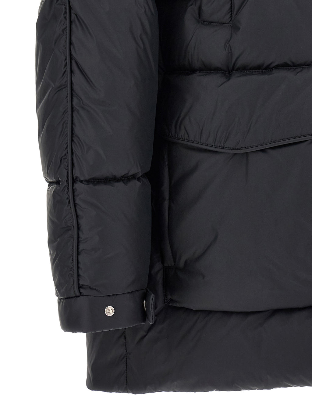 LAMINAR Schwarze Polyamid-Jacke in voller Länge