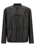 Jil Sander Schwarze Lederjacke aus Kalbsleder