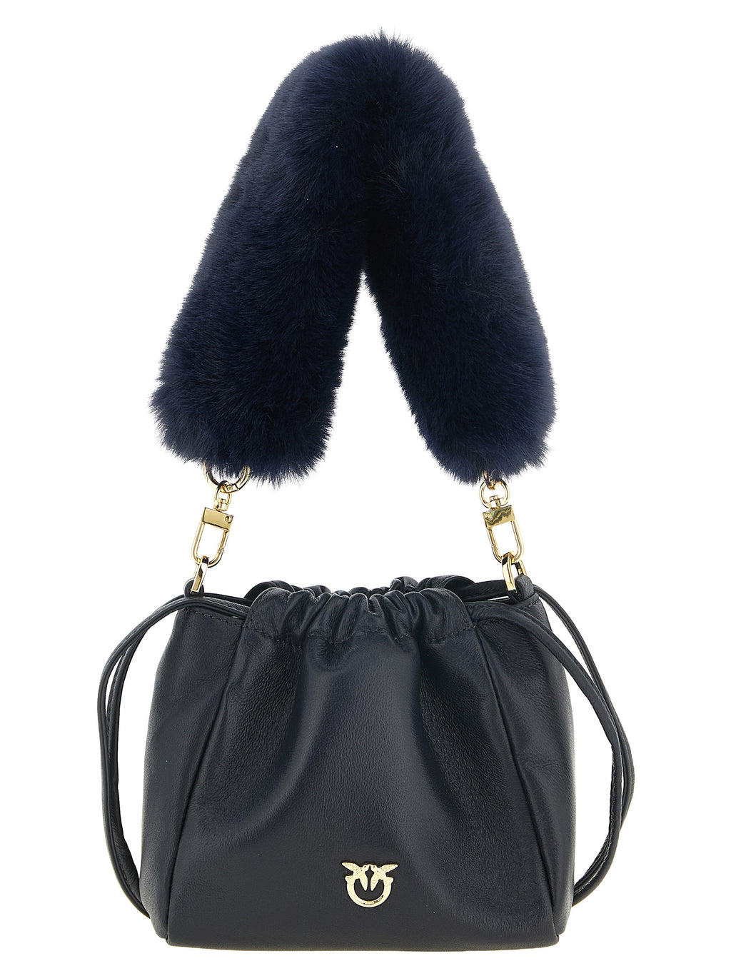 PINKO Schultertasche aus blauem Lammleder