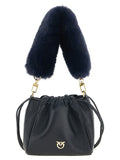 PINKO Schultertasche aus blauem Lammleder