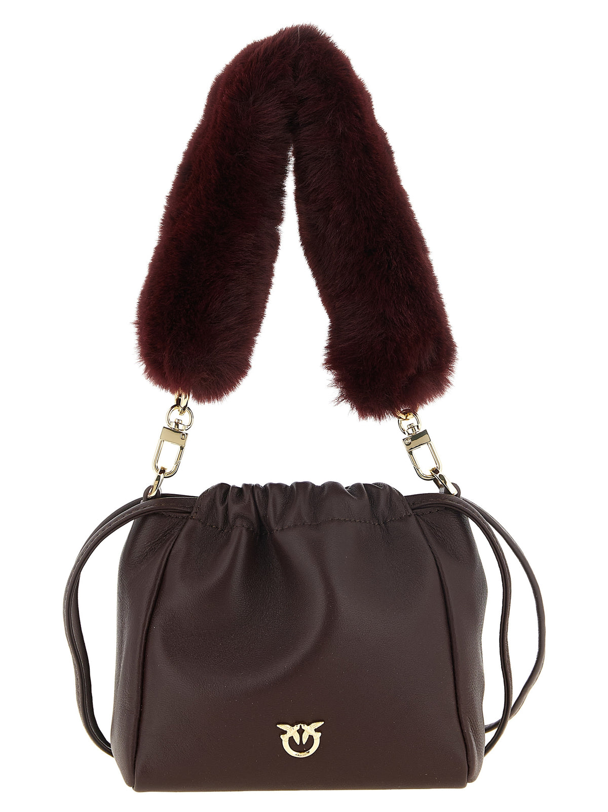 PINKO Schultertasche aus bordeauxrotem Lammleder