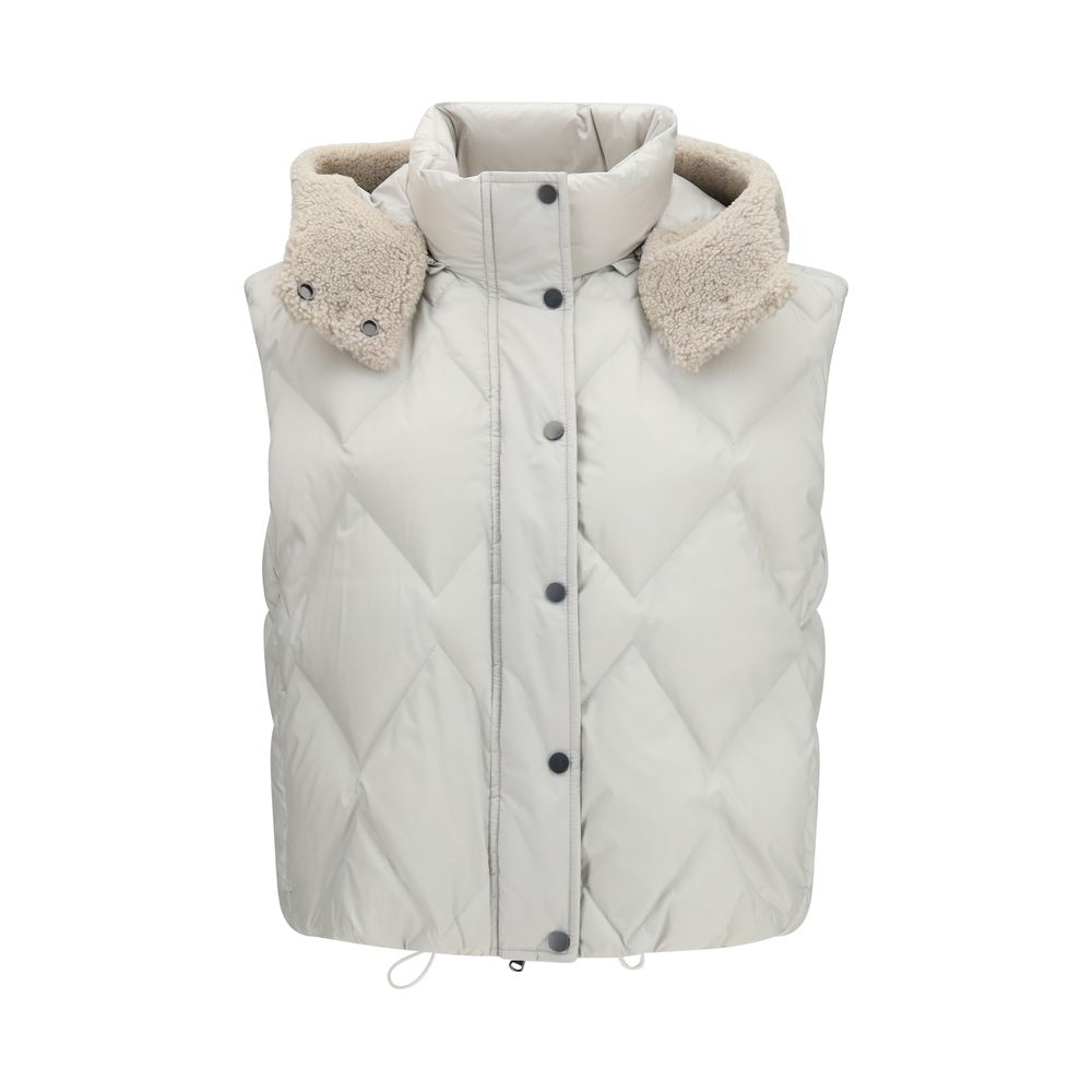 Brunello Cucinelli Graue ärmellose Polyester-Weste