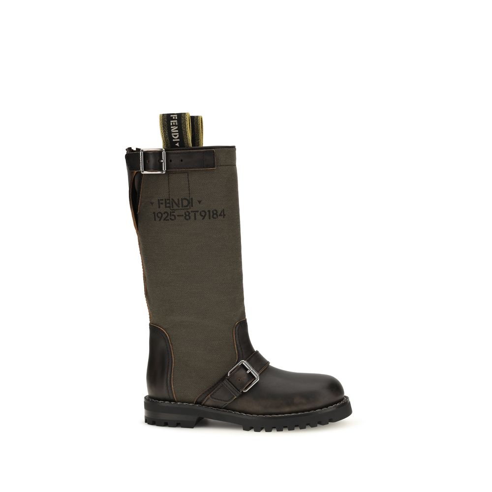 Fendi Zweifarbige Baumwollstiefel