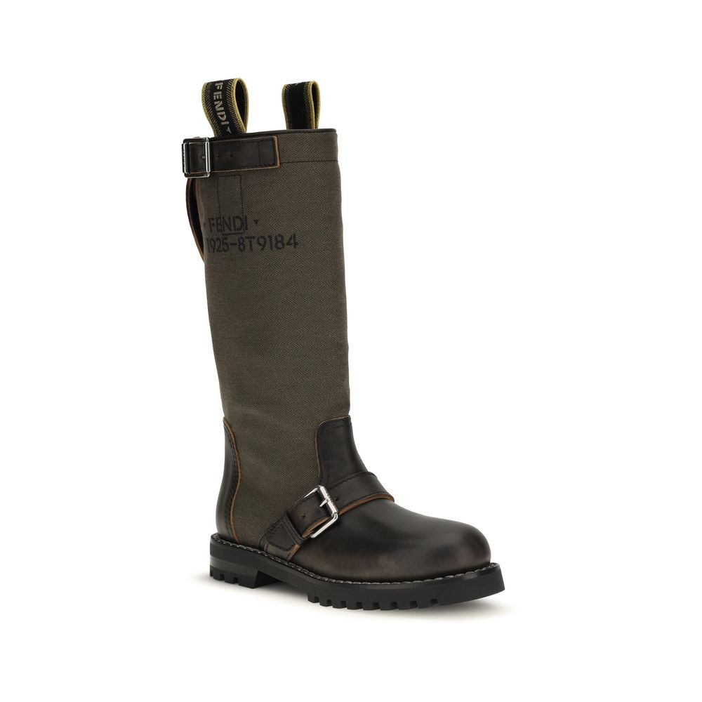 Fendi Zweifarbige Baumwollstiefel
