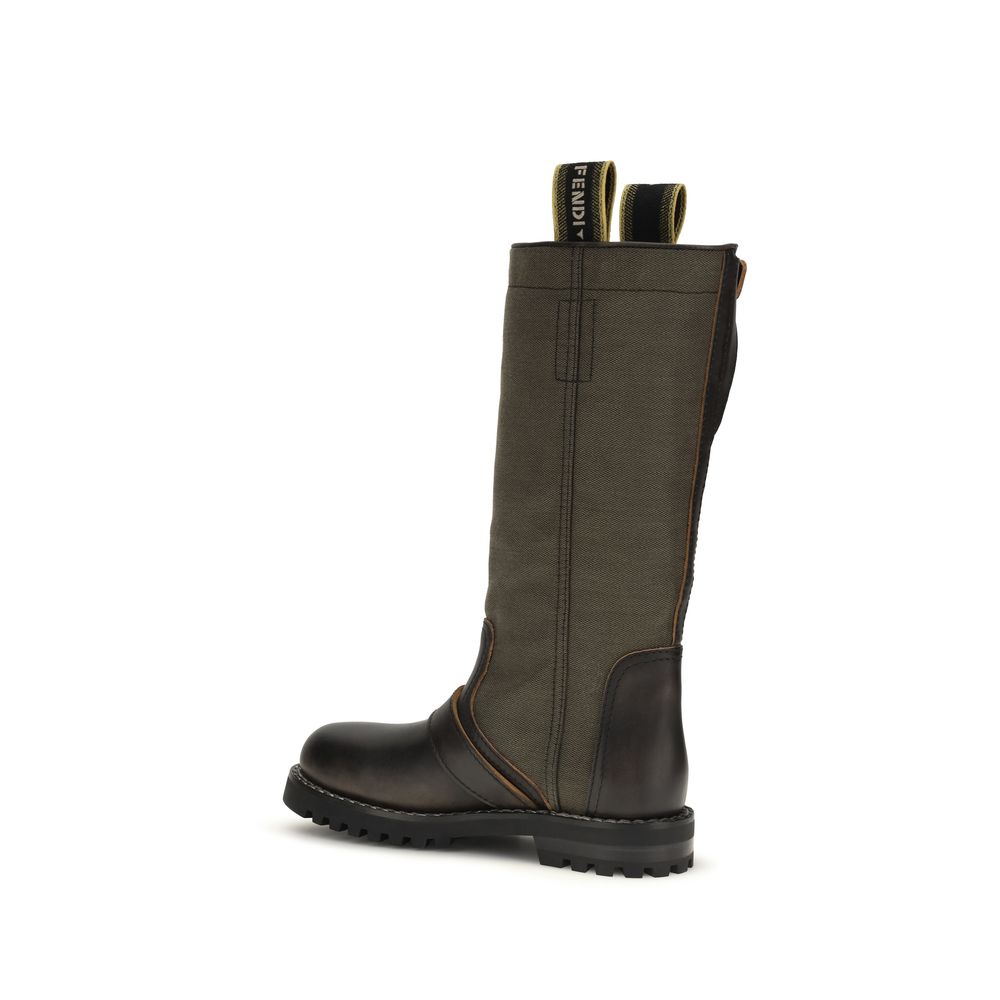 Fendi Zweifarbige Baumwollstiefel