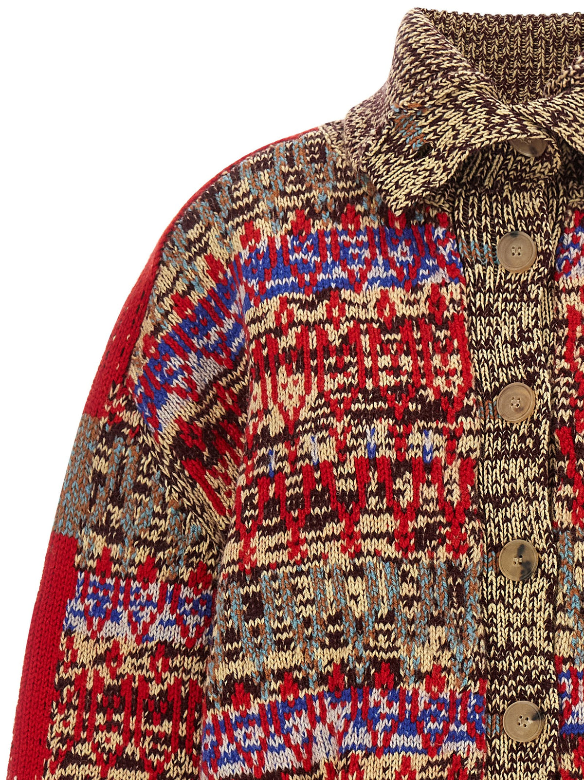 Dries Van Noten Mehrfarbige Wollstrickjacke