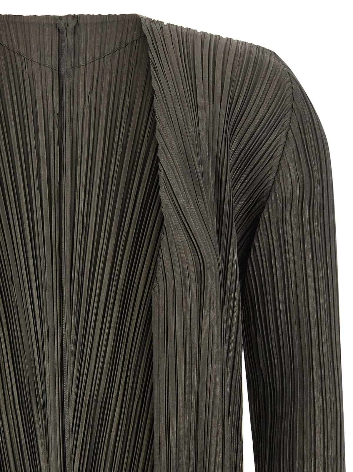 PLEATS PLEASE ISSEY MIYAKE Zweifarbige Polyester-Strickjacke