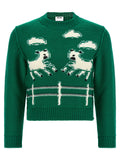 Moschino Zweifarbige Strickjacke aus reiner Schurwolle
