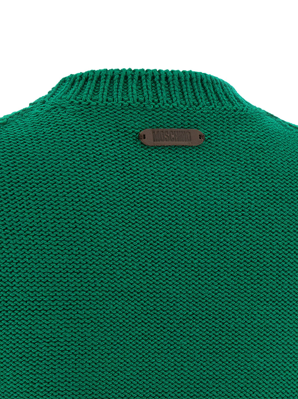 Moschino Zweifarbige Strickjacke aus reiner Schurwolle