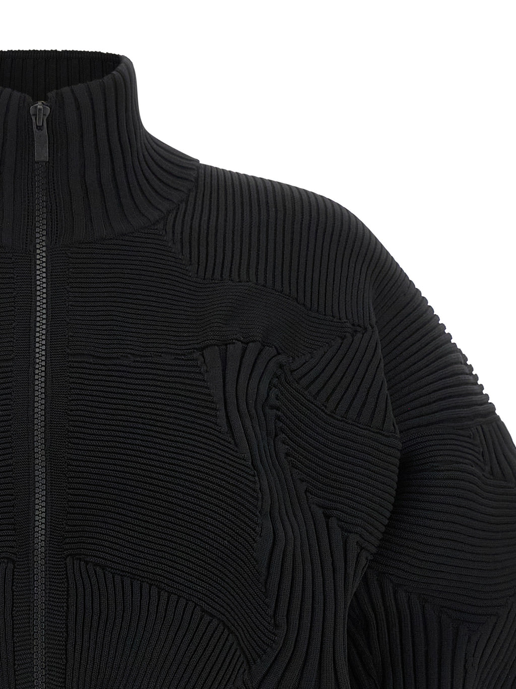 Issey Miyake Schwarze Polyester-Jacke in voller Länge