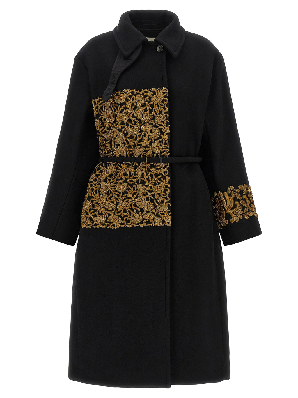 Dries Van Noten Schwarzer Wollmantel