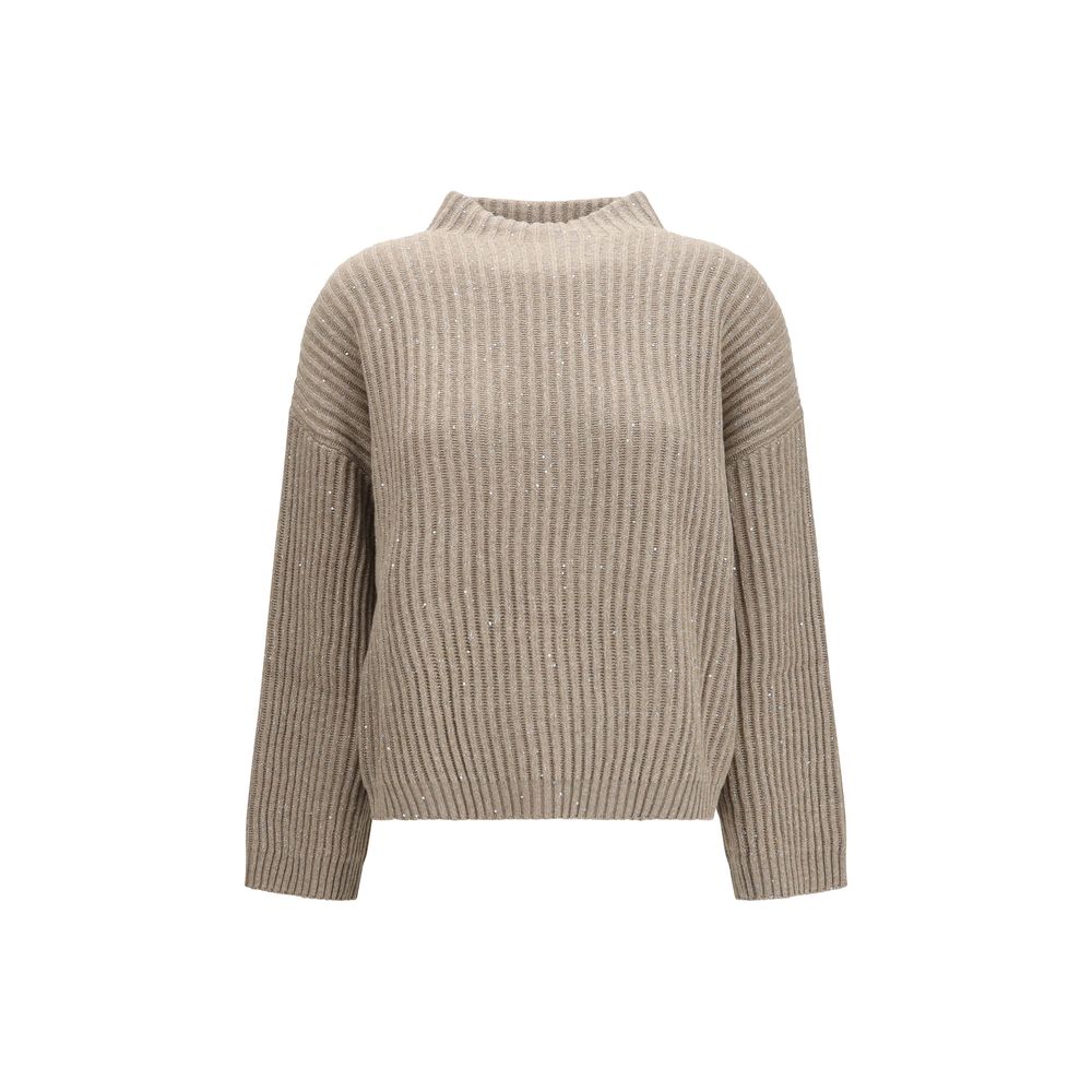 Brunello Cucinelli Beige Wollpullover Oves Aries Rollkragenpullover