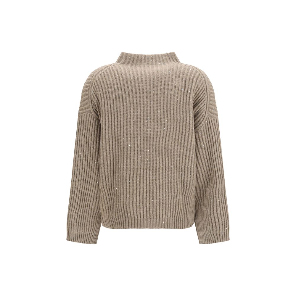 Brunello Cucinelli Beige Wollpullover Oves Aries Rollkragenpullover