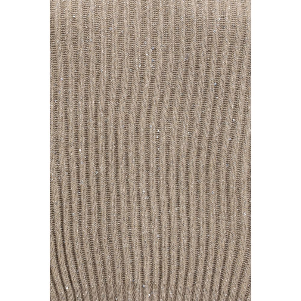 Brunello Cucinelli Beige Wollpullover Oves Aries Rollkragenpullover