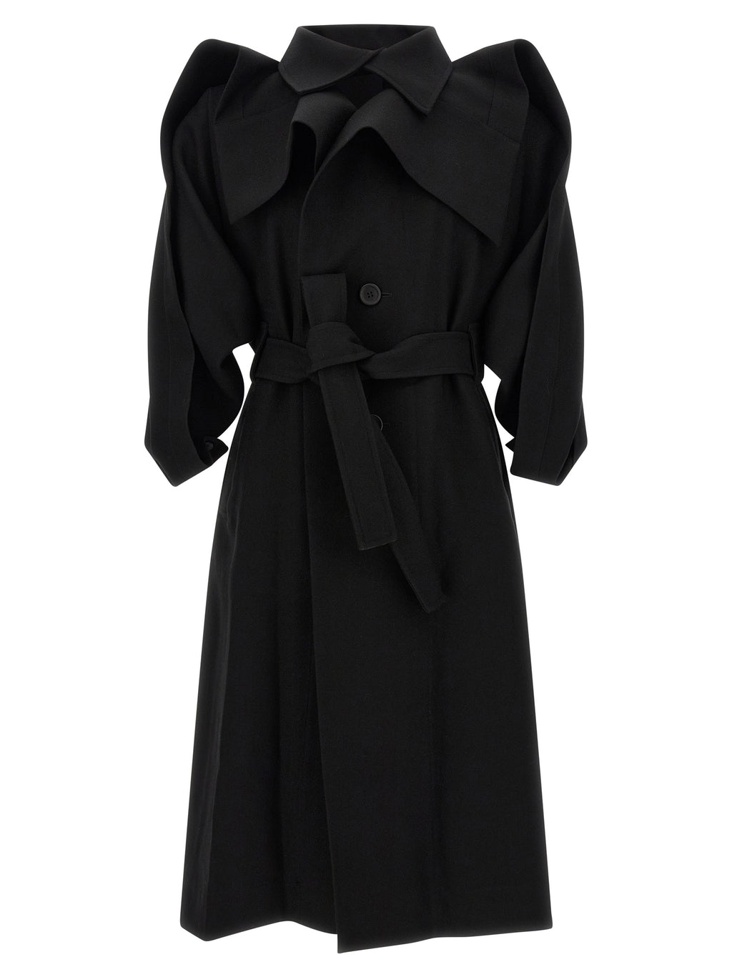 Issey Miyake Schwarzer Wollmantel