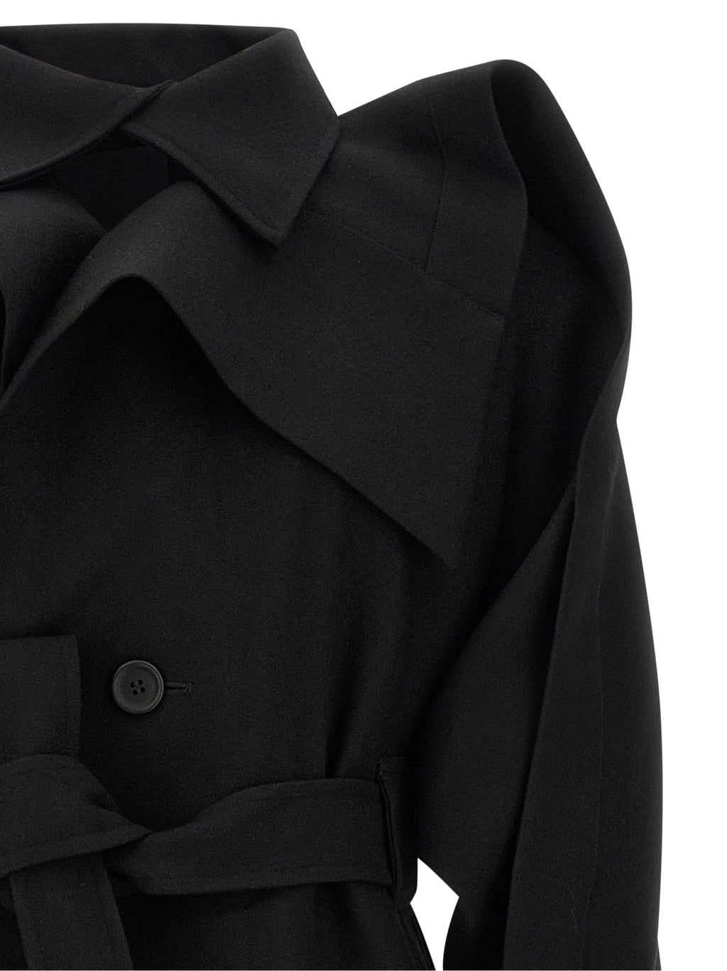 Issey Miyake Schwarzer Wollmantel