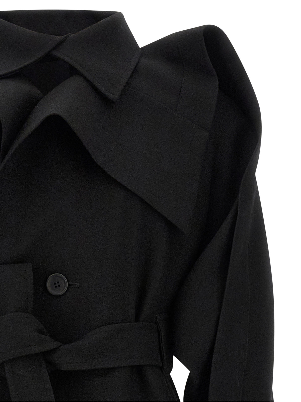 Issey Miyake Schwarzer Wollmantel