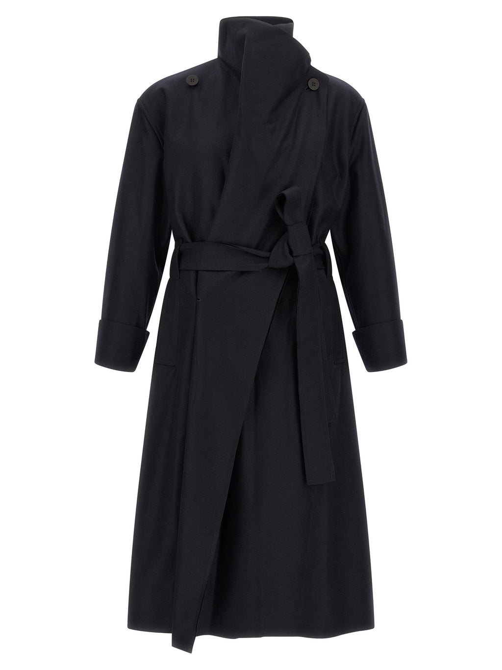 Issey Miyake Schwarzer Wollmantel