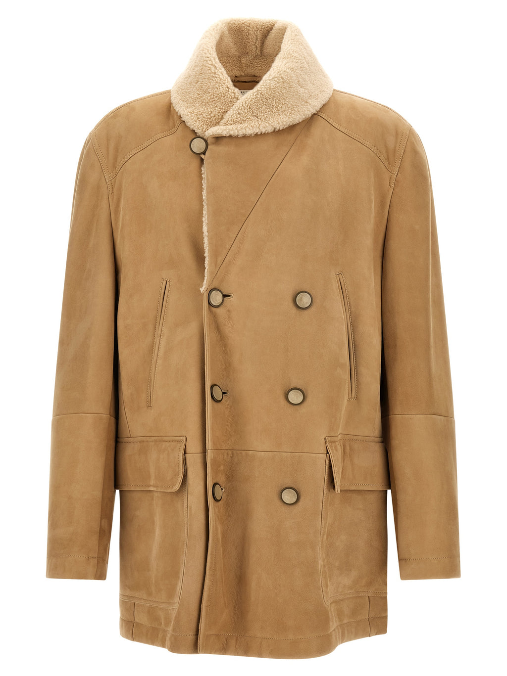 Brunello Cucinelli Beige Lammleder Lederjacke