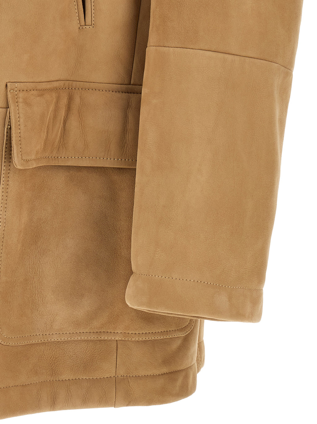 Brunello Cucinelli Beige Lammleder Lederjacke