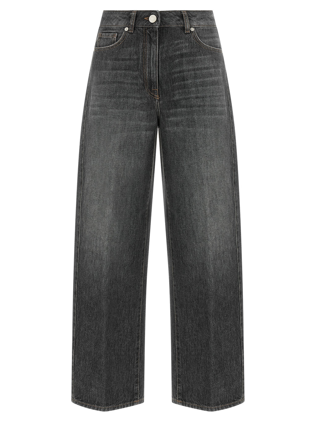 Peserico Graue High-Waist-Jeans aus Baumwolle