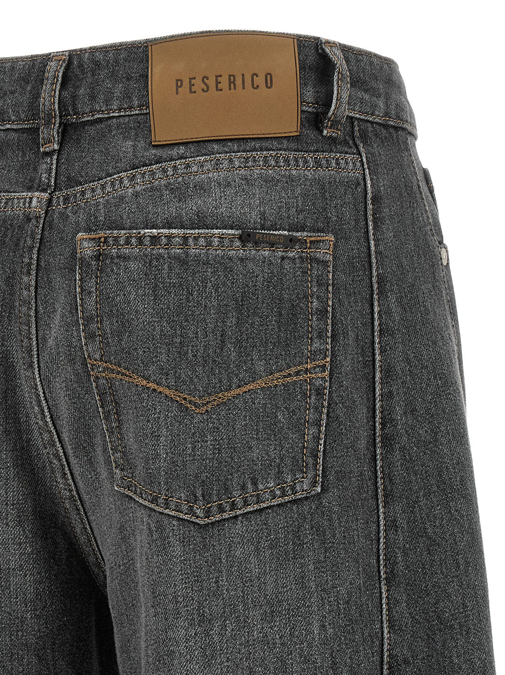 Peserico Graue High-Waist-Jeans aus Baumwolle