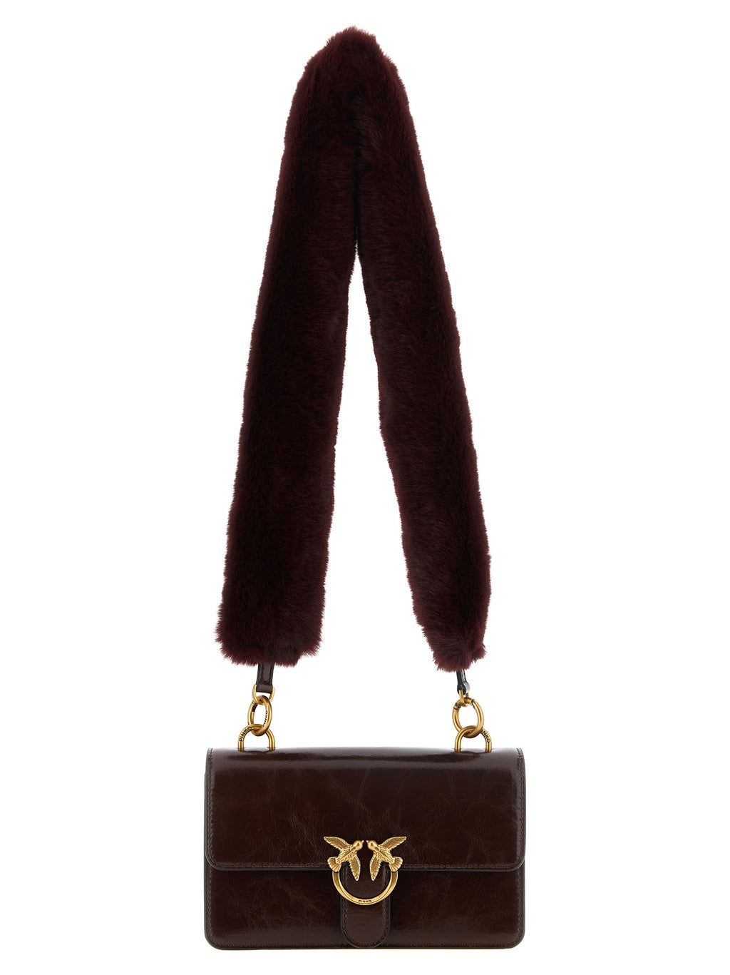 PINKO Schultertasche aus bordeauxrotem Kalbsleder