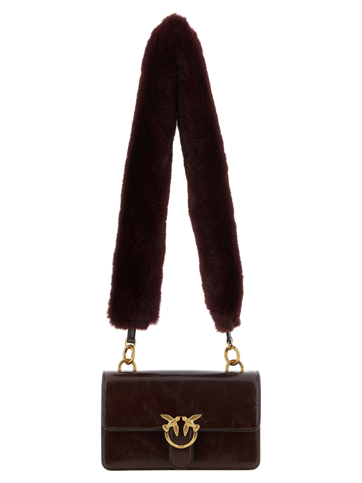 PINKO Schultertasche aus bordeauxrotem Kalbsleder