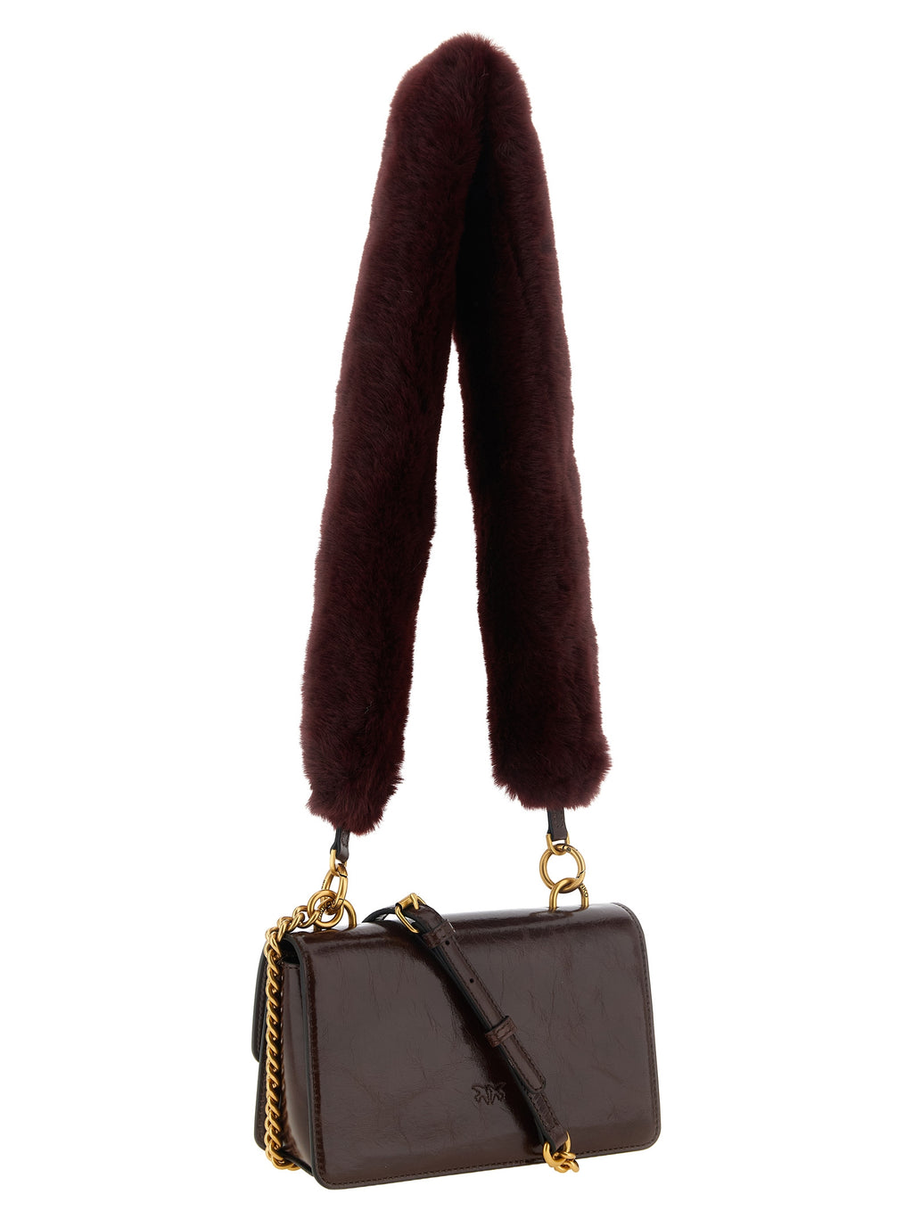 PINKO Schultertasche aus bordeauxrotem Kalbsleder