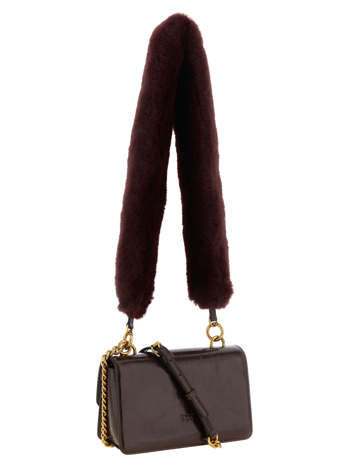 PINKO Schultertasche aus bordeauxrotem Kalbsleder