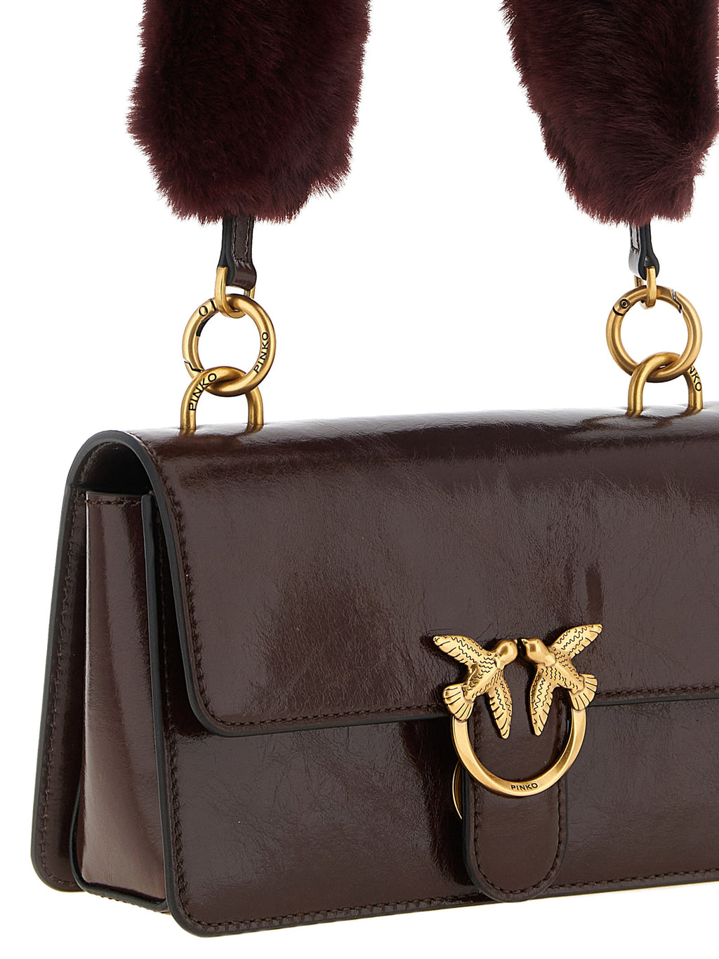 PINKO Schultertasche aus bordeauxrotem Kalbsleder
