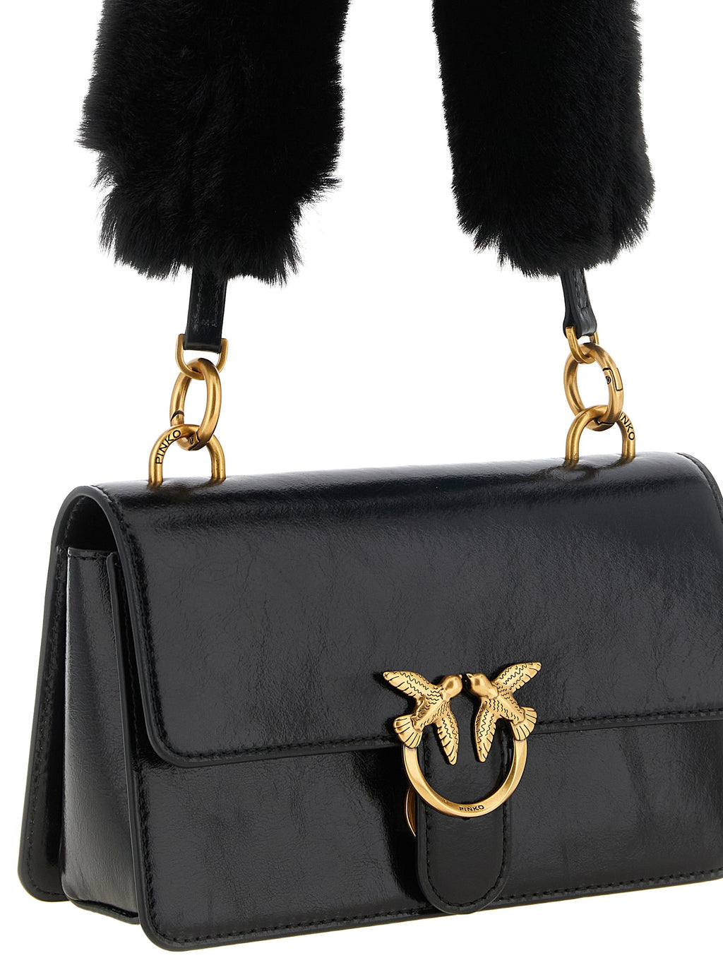 PINKO Schwarze Kalbsleder-Schultertasche