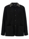Comme Des Garçons Schwarze Wolljacke in voller Länge