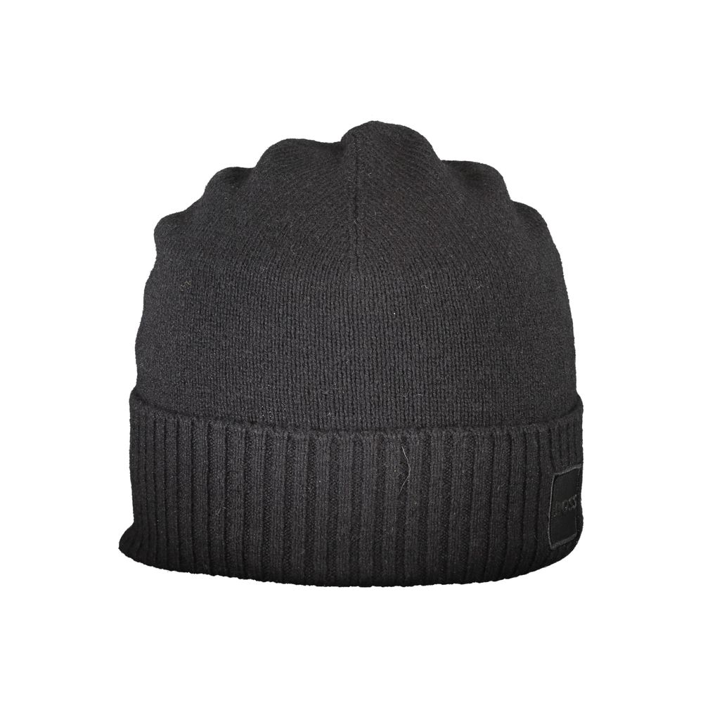 Hugo Boss Schwarze Herrenkappe aus Wolle